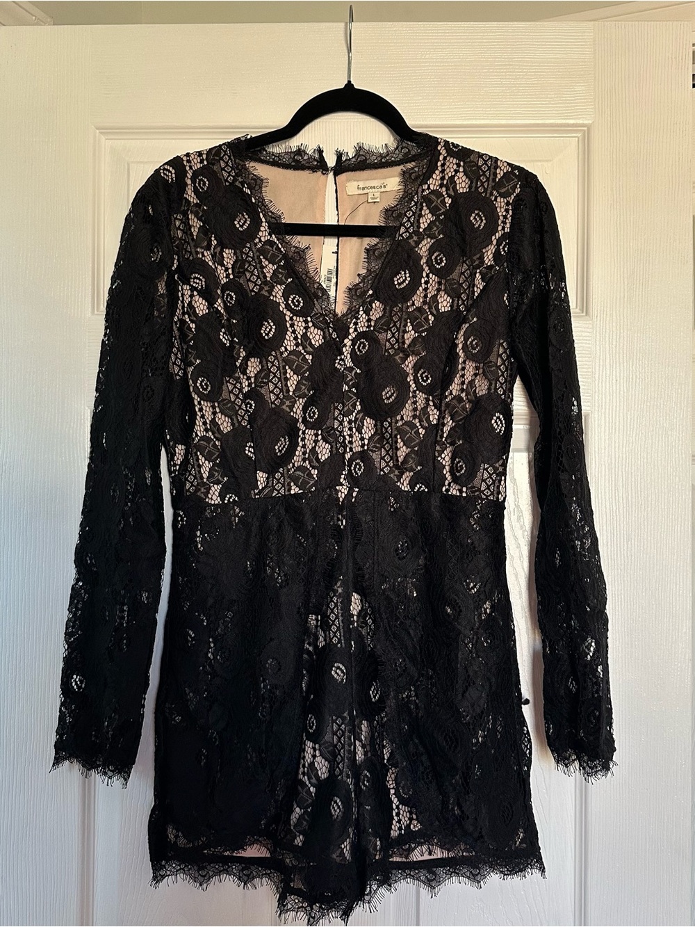 Francesca's Black Lace Dress with Nude Lining